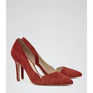 Reiss Red Suede Venus Court Shoes
